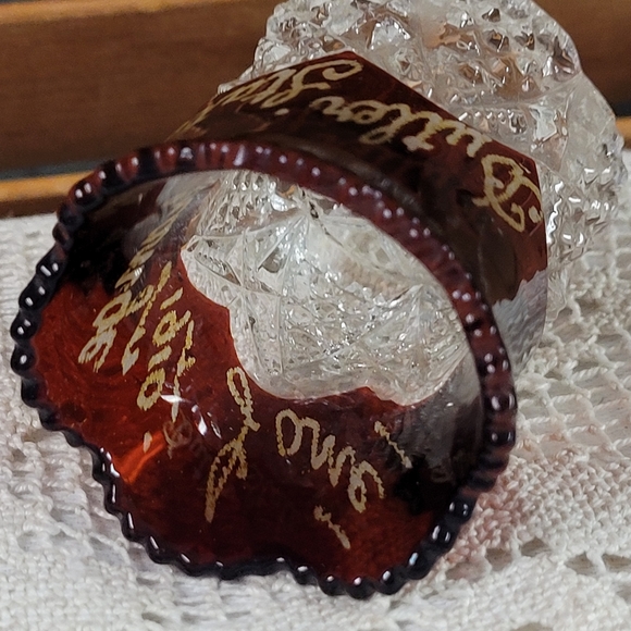 1901 Souvenir Ruby Glass Cut Crystal Toothpick Holder - Picture 7 of 8